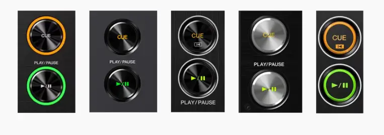 Play/Pause & CUE Buttons on Pioneer DJ controllers.
