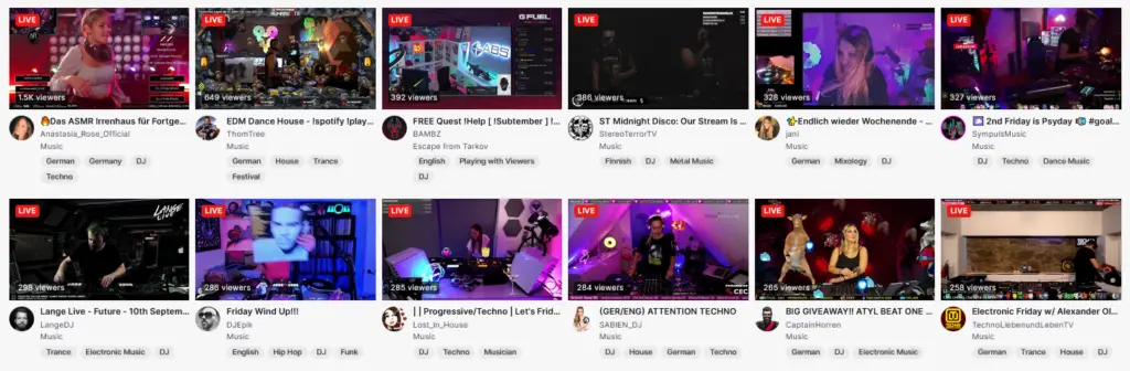Twitch DJ Live Streams tag (10.09.21)