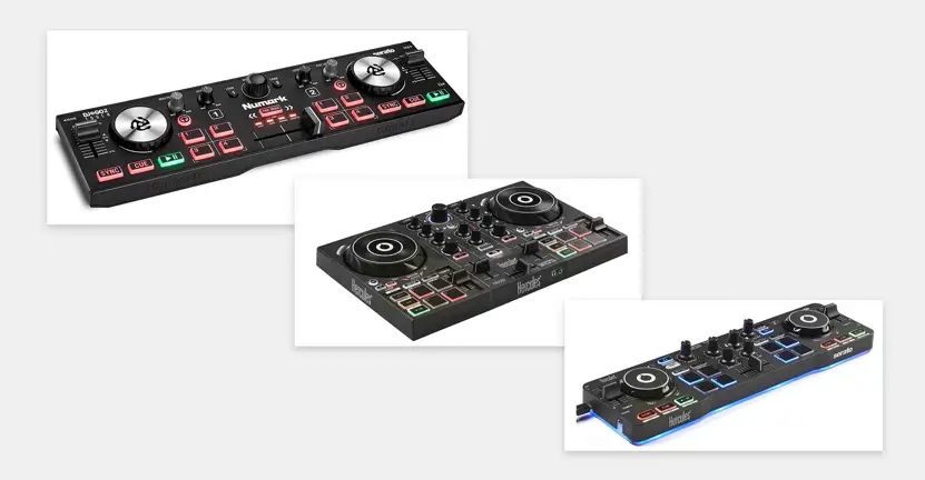 Numark DJ2GO2, Hercules DJControl Inpulse 200, Hercules DJ DJControl Starlight.