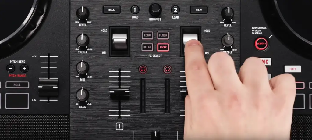 FX paddles and the audio effect selection buttons. | Source: Feature Overview | Numark Mixstream Pro Standalone DJ Controller