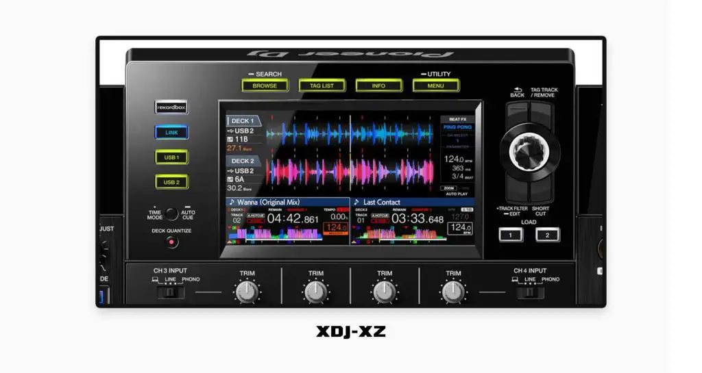 The XDJ-XZ features a 7-inch LCD touchscreen for playback control which works both in standalone mode and when the device is connected to a laptop (with Serato DJ or Rekordbox software).
