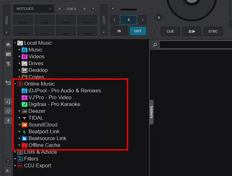 In this menu you can find both the streaming services and the DJ pools that Virtual DJ natively supports.