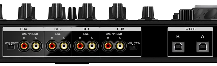 4 channel inputs on the DDJ-1000 and the double USB ports.