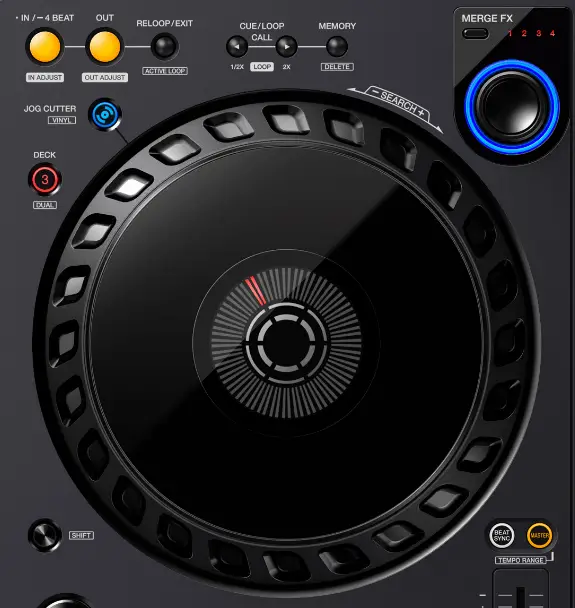 Pioneer DDJ-FLX6 touch sensitive jog wheels.