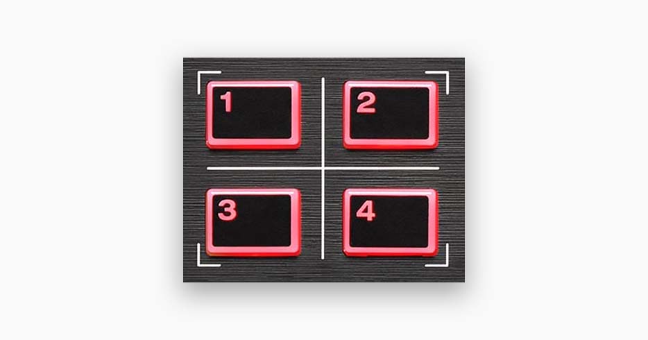 Numark DJ2GO2 Touch features 4 performance pads for each deck.