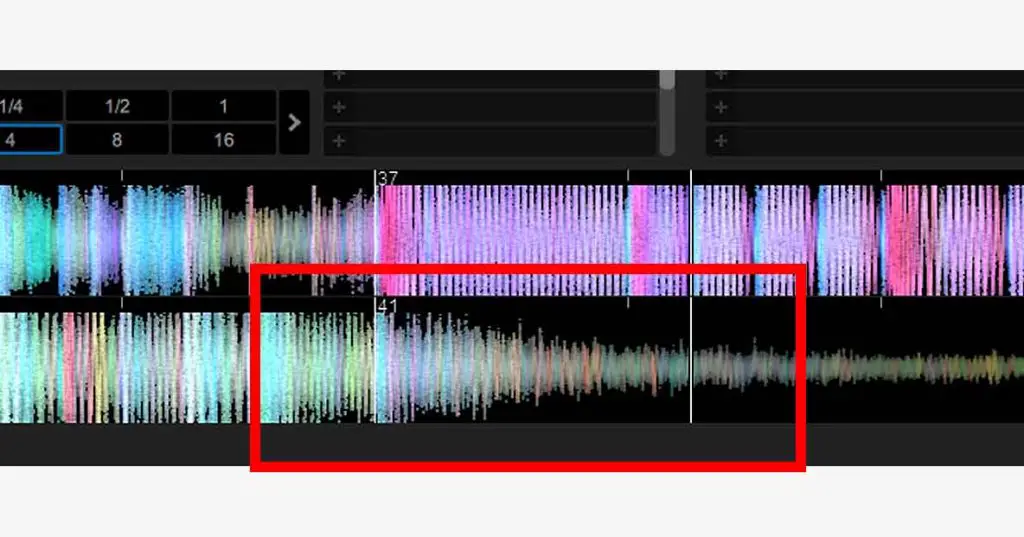 Once one of your tracks reaches the end of the drop or a breakdown (a part with no drums present) you can easily mix out of it into another track C you've prepared.