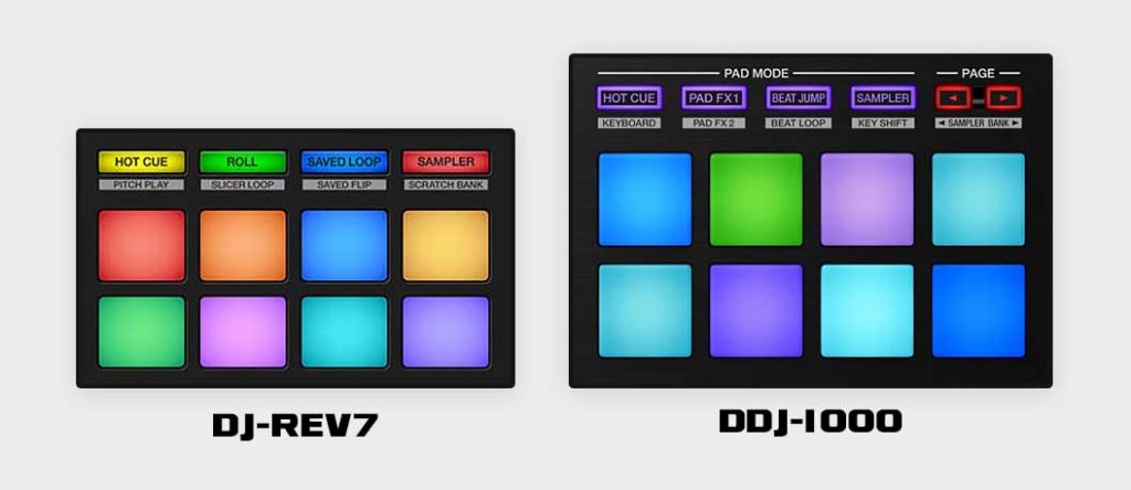 Performance pad sections on the DDJ-Rev7 and the DDJ-1000.