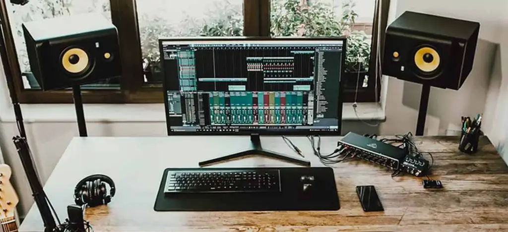 Studio monitors vs. headphones for mixing.