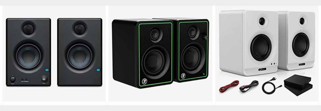 Examples of proper professional studio monitors (click to view on Amazon).