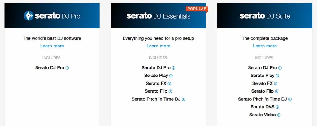 Serato DJ Pro is available in a monthly subscription or as a one time buy. You can also purchase additional expansion packs alongside with the base Serato DJ Pro software. 
