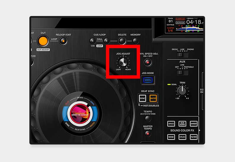 Pioneer XDJ-RX3 has individual jog wheel tension control knobs for each deck.