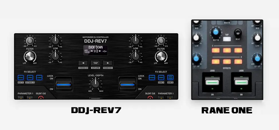 Audio FX sections on both the DDJ-Rev7 and Rane One.