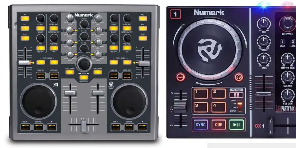 Older DJ controllers or controllers with simple mechanical jog wheels without pressure detection are the most common cause of this problem. (Left: Numark Total Control, Right: Numark Party Mix)