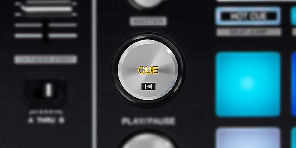 Typical CUE button on a Pioneer DJ controller.