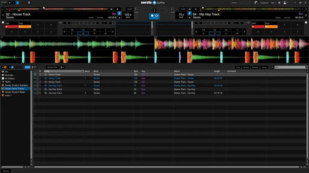 Serato DJ Pro software interface.