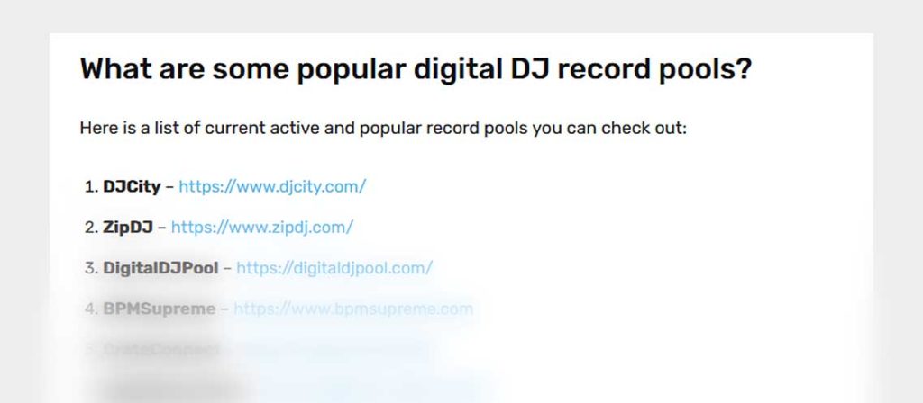 Our list of popular online DJ record pools - check it out here.