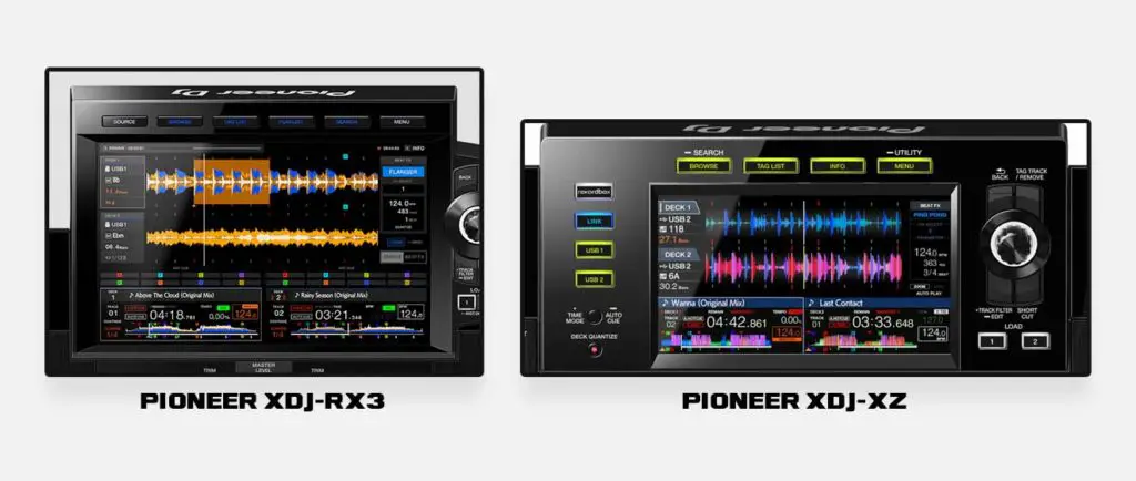 Touch displays on the older Pioneer XDJ-RX3 and XDJ-XZ.