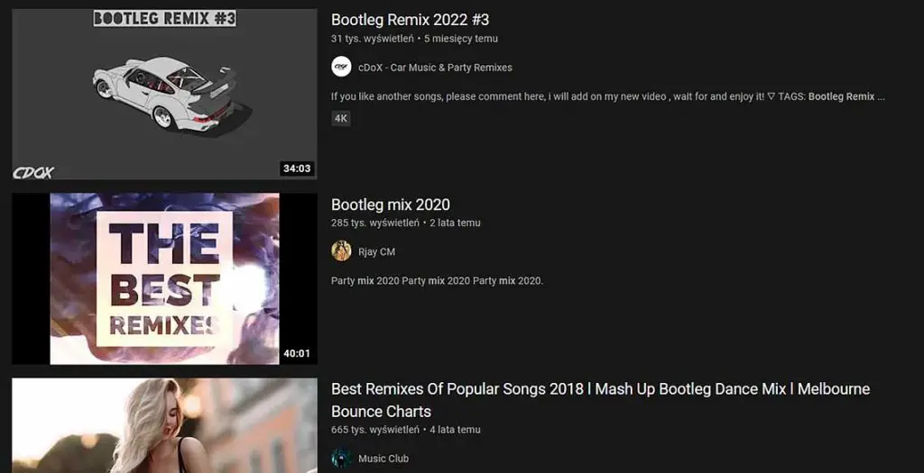 The term "bootleg" is sometimes also used when describing DJ mixes consisting of various bootleg remixes.