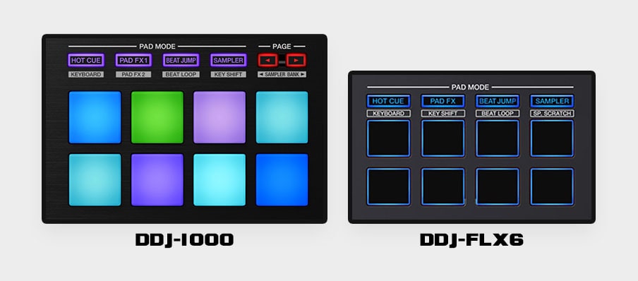 Performance pads on the DDJ-1000 and the DDJ-FLX6.