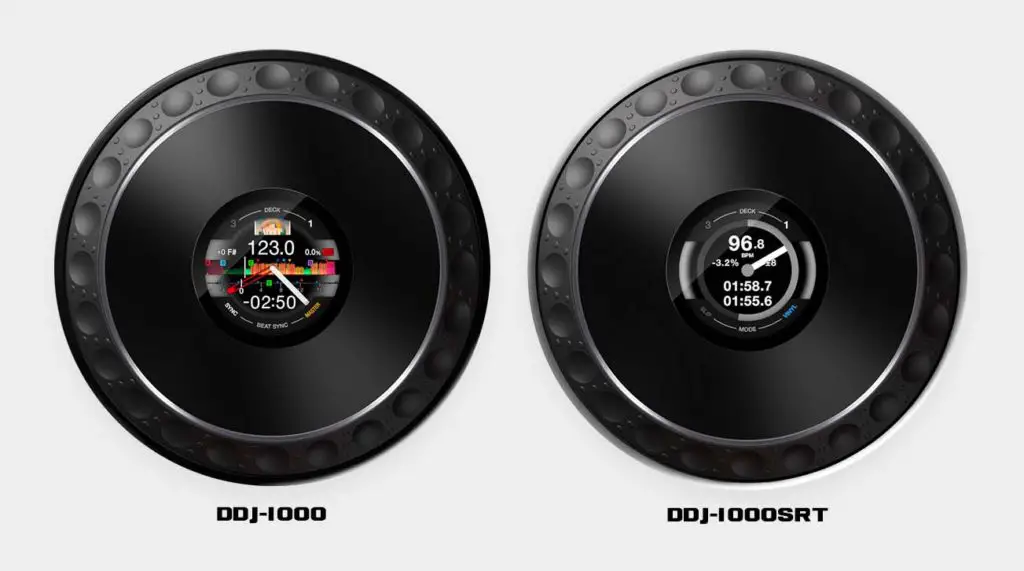 DDJ-1000SRT features a little bit cleaner display layout, but does not let you display the track waveforms.
