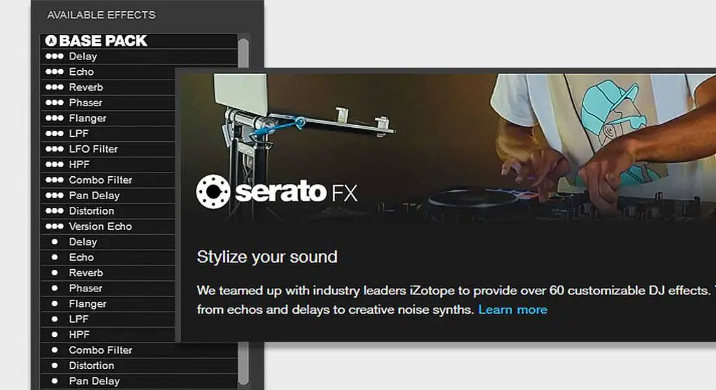 Serato DJ Pro gives you access to 46 Serato software FX and over 60 additional ones if you decide to get the paid Serato FX expansion pack.