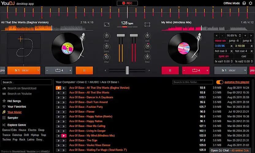 YouDJ is available both as a PC & MAC application and as a nifty web app.