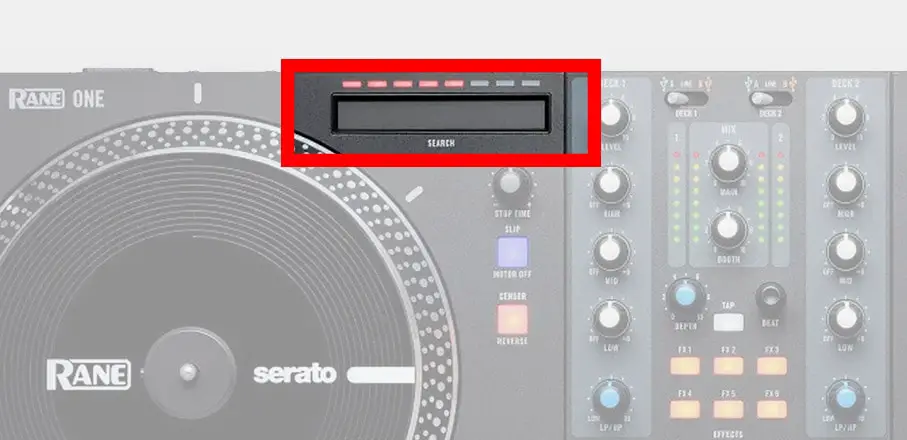 The Rane One features a nifty search strip on each deck, similar to the one on the Pioneer DDJ-SX controller series.
