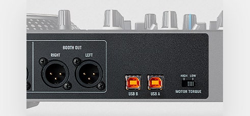 Double USB inputs on the back of the Rane One.