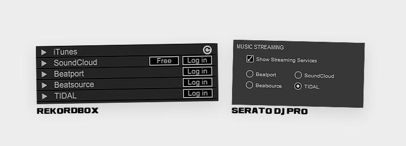 Serato DJ Pro and Rekordbox support the exact same set of music streaming services.