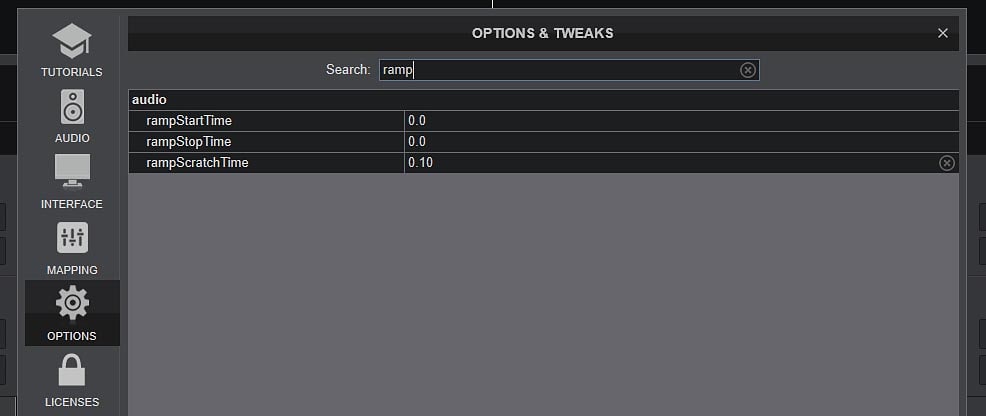 rampStartTime, rampStopTime and rampScratchTime parameteris and their default values - Virtual DJ.