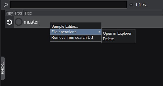 From here, you can view your recorded sample files in your default system file browser.