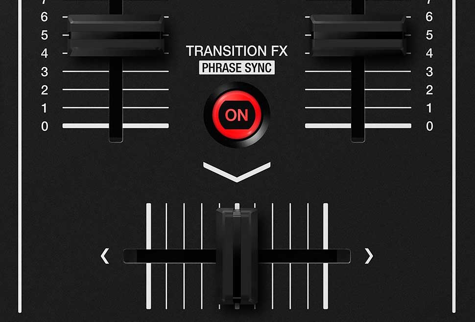 The Transition FX button on the DDJ-200 lets you utilize 11 pre-made track transition presets.