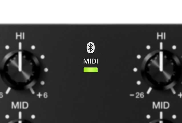As the "MIDI" label suggests, the Pioneer DDJ-200 can use its wireless Bluetooth module to connect to your mobile devices / mobile DJ apps.