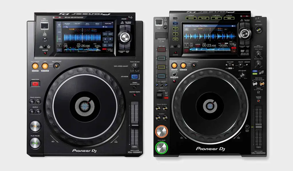 CDJs were not the only Pioneer DJ CD player line on the market. (left: Pioneer XDJ-1000MK2, right: Pioneer CDJ-2000NXS2).
