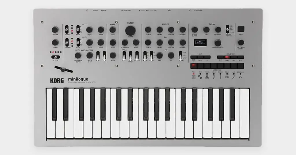 Korg Minilogue is a quite popular 4-voice analog synth model.