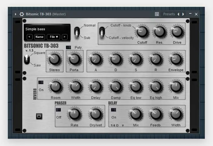 Some VST plugins give polyphonic capabilities to emulated synths that were originally monophonic (Roland TB-303 emulation on the picture).