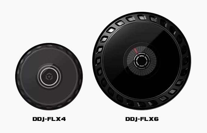 Pioneer DDJ-FLX4 and FLX6 both feature differently sized capacitive jog wheels.
