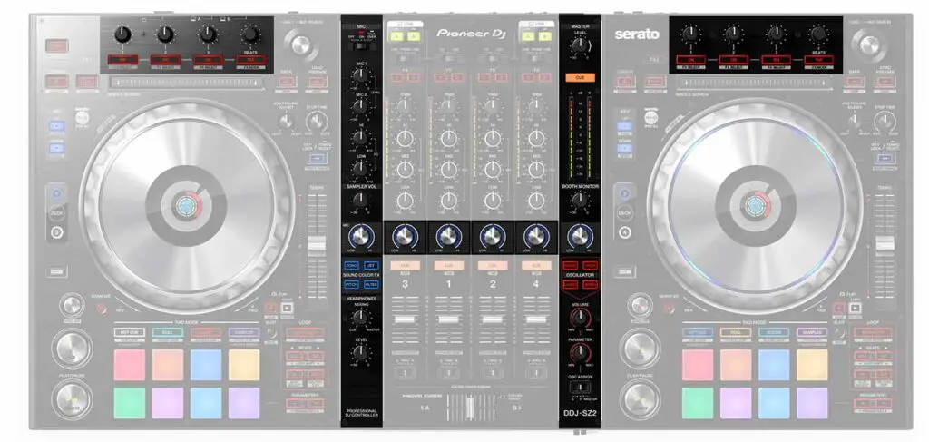 The two FX strips and the two main deck FX sections are the main sources of audio FX that you can find on the Pioneer DDJ-SZ2.