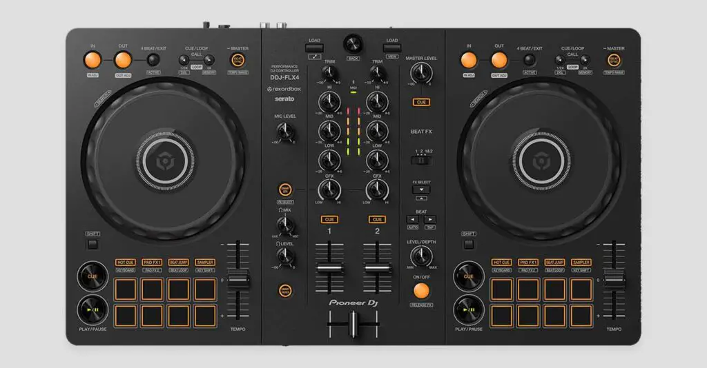 Pioneer DDJ-FLX4 top view.