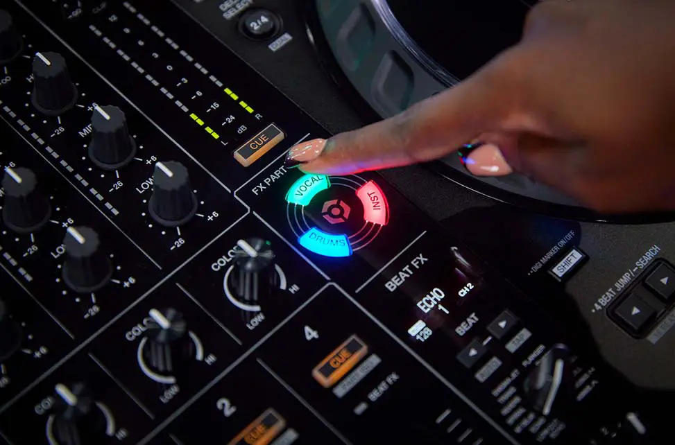 The Pioneer DDJ-FLX10 gives you quite a few different ways to make use of the Rekordbox song stem separation feature.