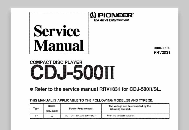 Official CDJ-500 CD player manual, featuring the old Pioneer company logo.