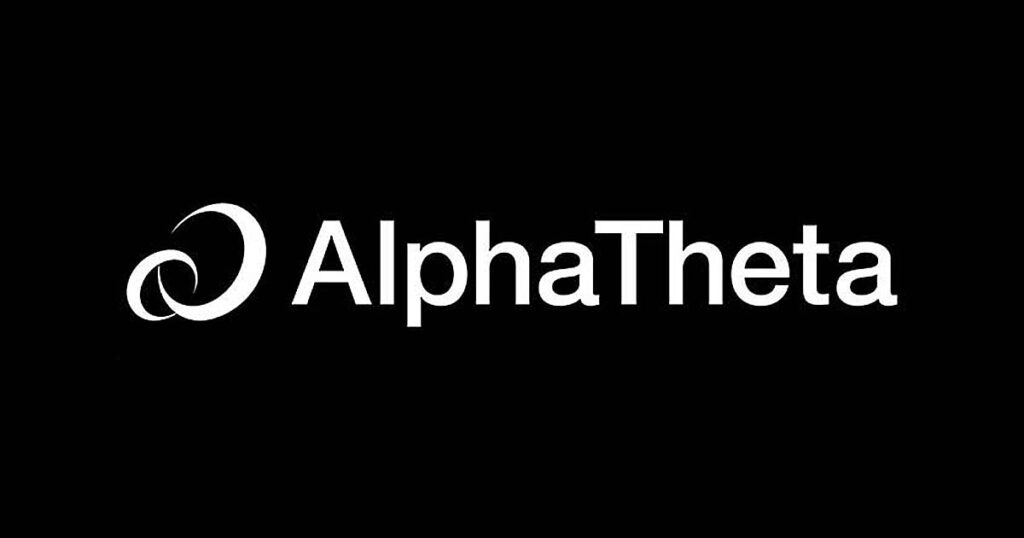 AlphaTheta brand logo on black background.