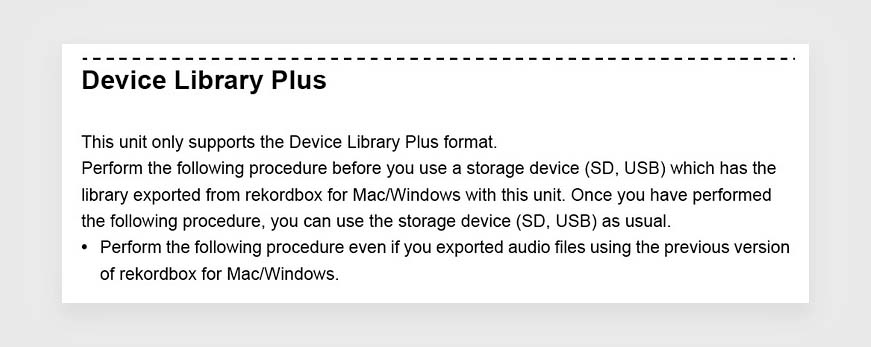 Device Library Plus requirements snippet from the OMNIS-DUO DJ controller user manual.