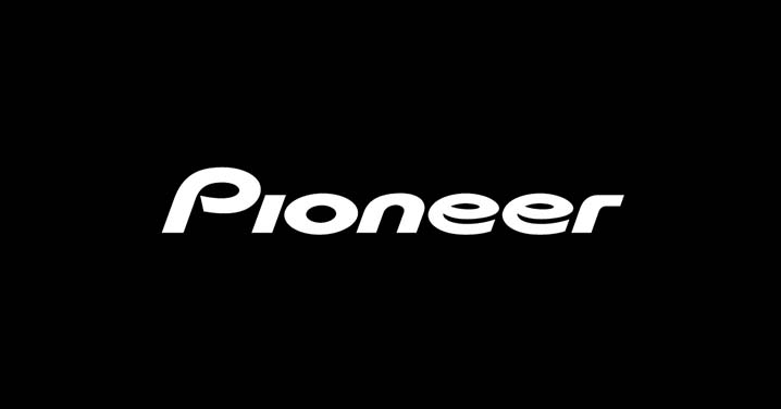 Modern version of the Pioneer Corporation logo on black background.