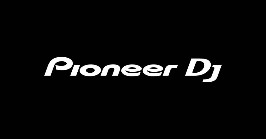 Pioneer DJ logo on black background.
