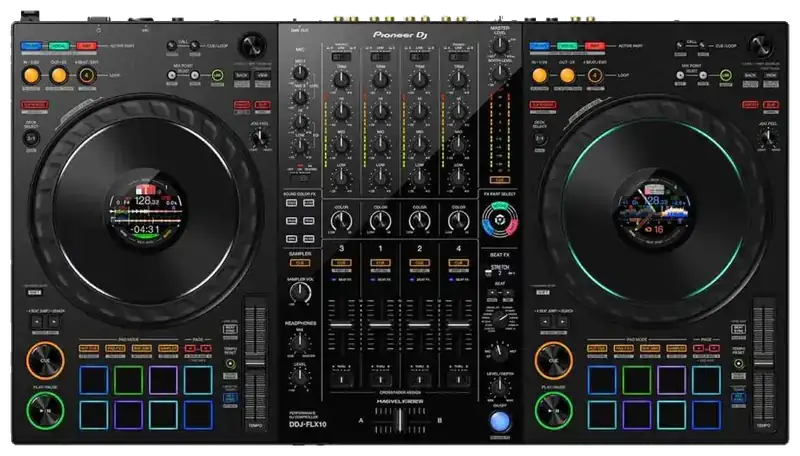 Pioneer DDJ-FLX10 DJ controller top view.