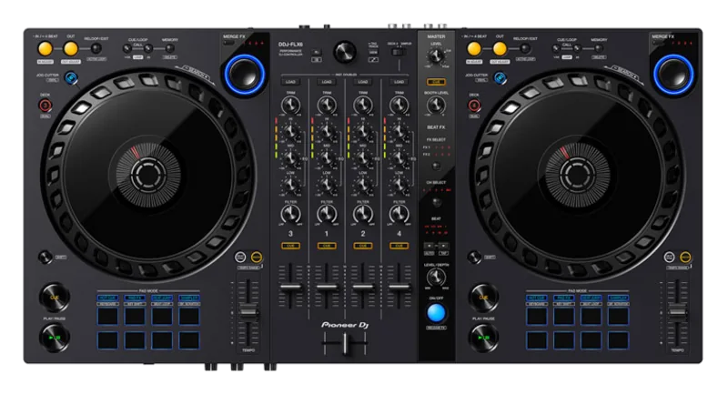 Pioneer DDJ-FLX6 DJ controller top view.