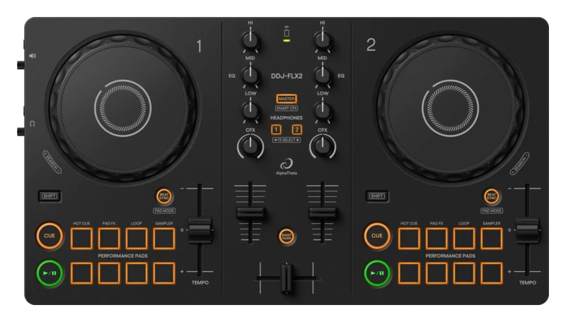 AlphaTheta DDJ-FLX2 DJ controller product view.