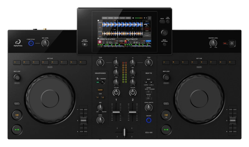 AlphaTheta XDJ-AN all-in-one DJ system top view.