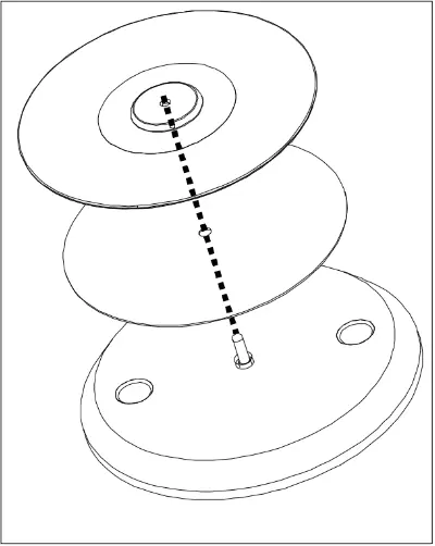 Rane System One platter, slipmat, washer, and control disc assembly diagram.